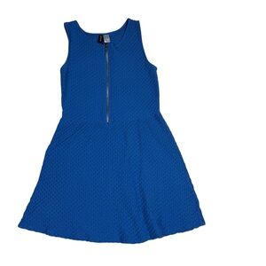 Divided Royal Blue Textured  Dress